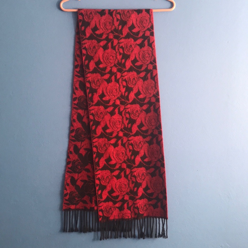 Red and black floral Scarf